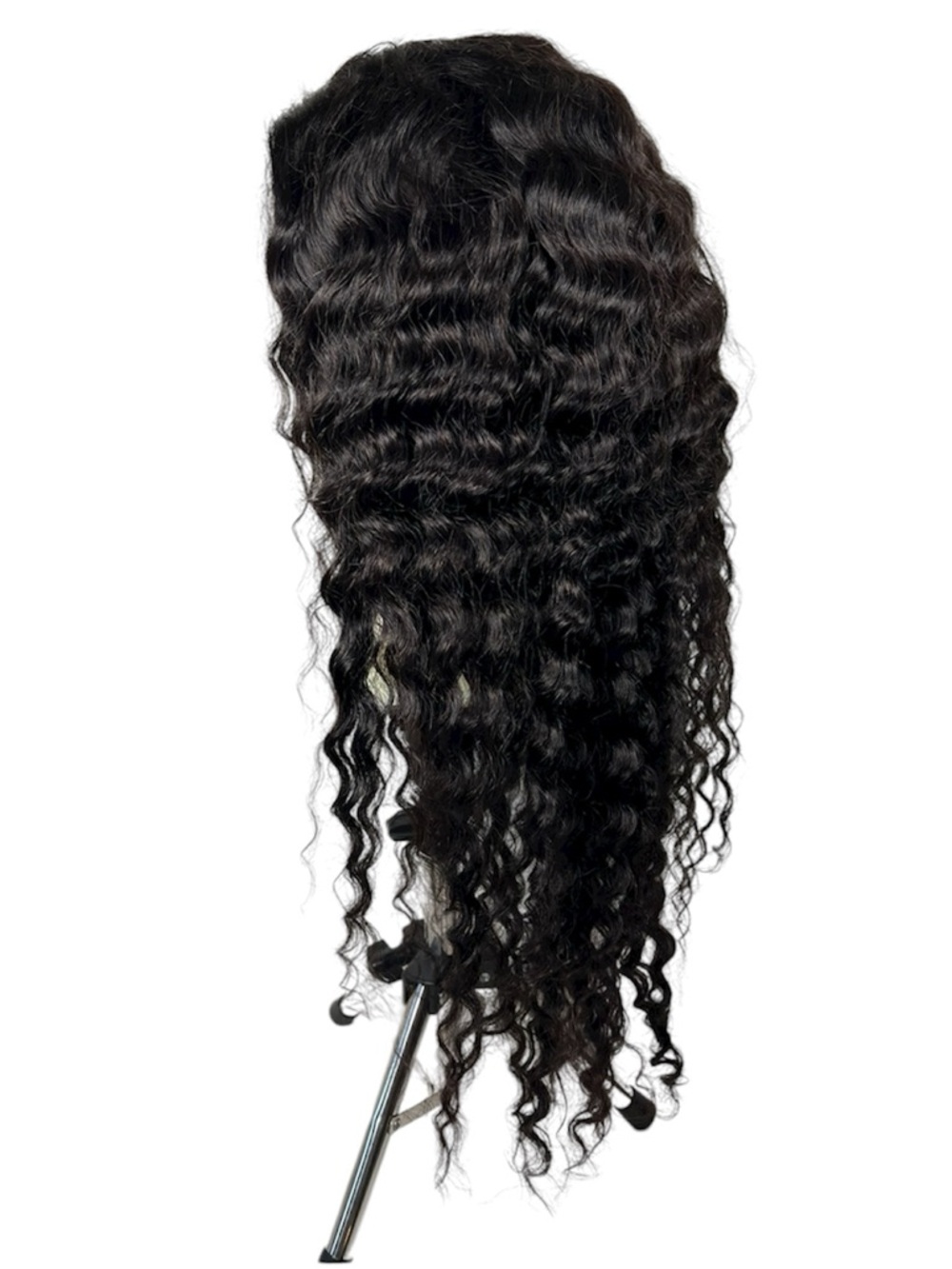 Natural Black Human Hair Glueless Deep Wave 22 Inch Wig